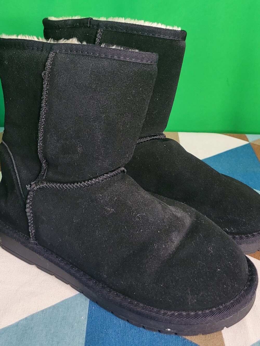 Women Black Suede Used Winter Boot Plush Lining Sz 9 Jeossy Milan JY907 Faux Fur